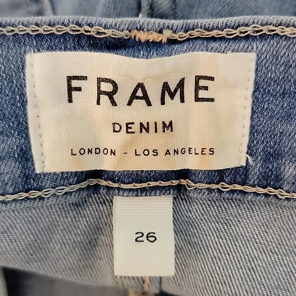 Frame Le‎ High Skinny Raw Edge Blue Denim Jeans in Europa 26